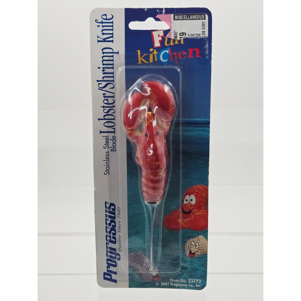 Vtg 2001 Progressus Fun Kitchen Lobster Shrimp Knife Stainless Steel Red Novelty